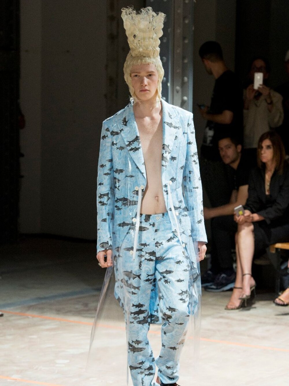 Comme Des Garcons Homme Plus 2017SS Runway Fish All-Over Print Shirt